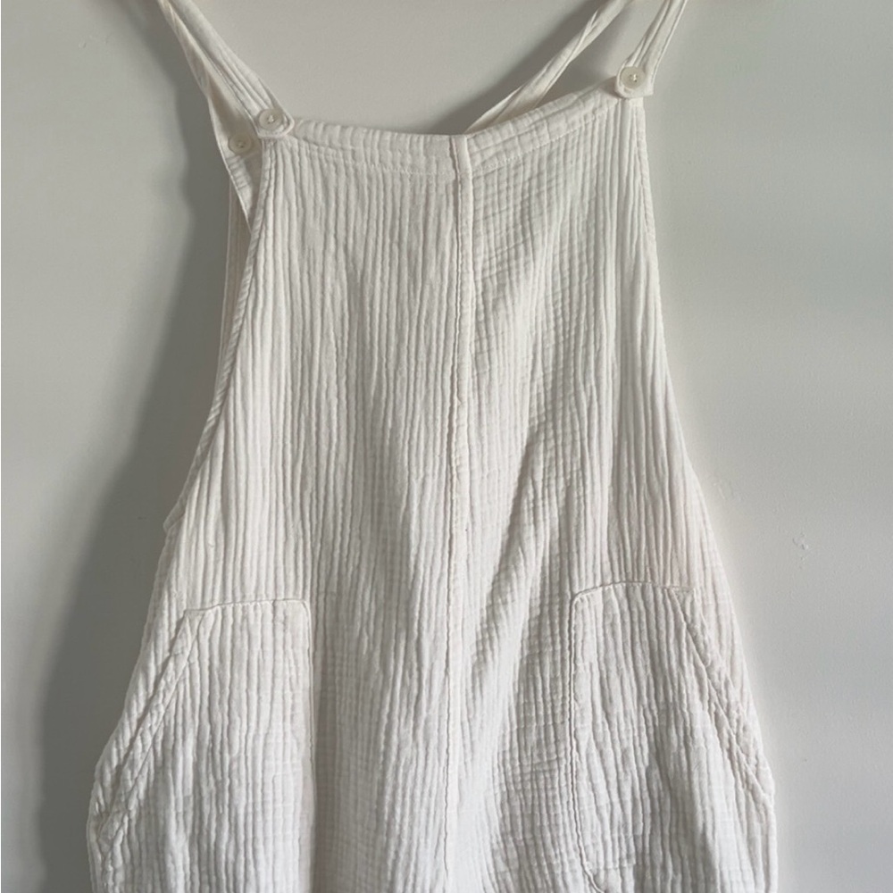 Colsie Cream Textured Overalls